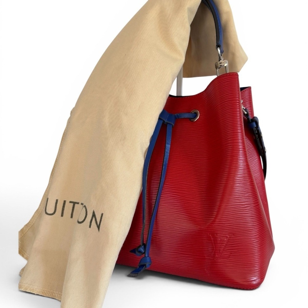Louis Vuitton NeoNoe MM Epi Leather Red Blue Bucket Bag Shoulder Crossbody - Picture 4 of 16